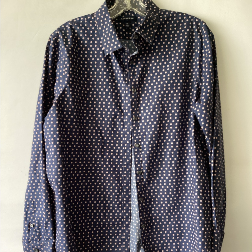 Lands End Navy Polka Dot Shirt for women.